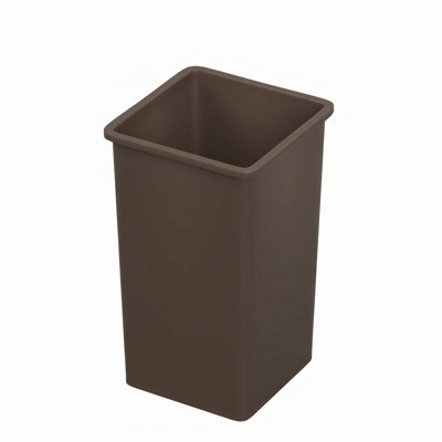 35 Gallon Brown Square Plastic Trash Can with Reinforced Base