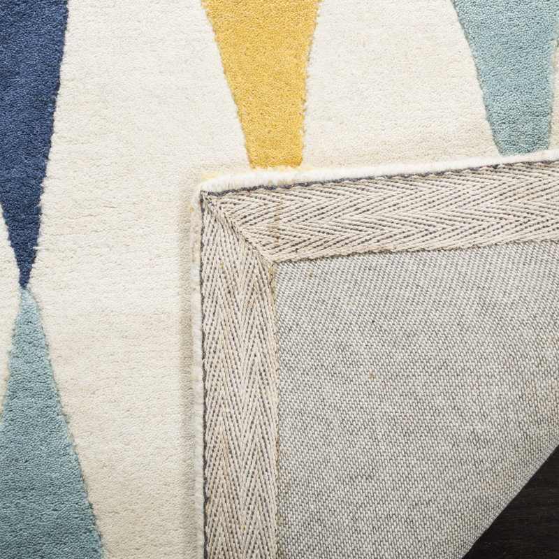 Tapis en laine touffeté à la main Geraro Martha Stewart, Rose / Jaune, Rectangle de 5 pi x 8 pi