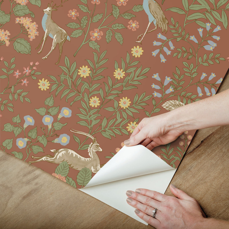 Papier peint floral Woodland, Brun