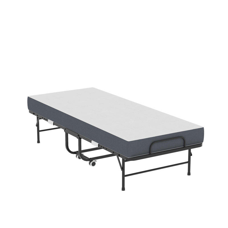 75-Inch Folding Bed With 5-Inch Memory Foam Mattress, Space-Saving Rollaway Design, Heavy-Duty Steel Frame, Locking Wheels, And Portable Twin Configuration For Adults And Guests.