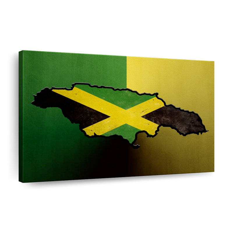 Drapeau de la Jamaïque sur toile, H 32 po x l 48 po x P 1,25 po