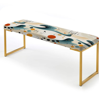 Organic Minimalism - Geometric Upholstered Gold Bench