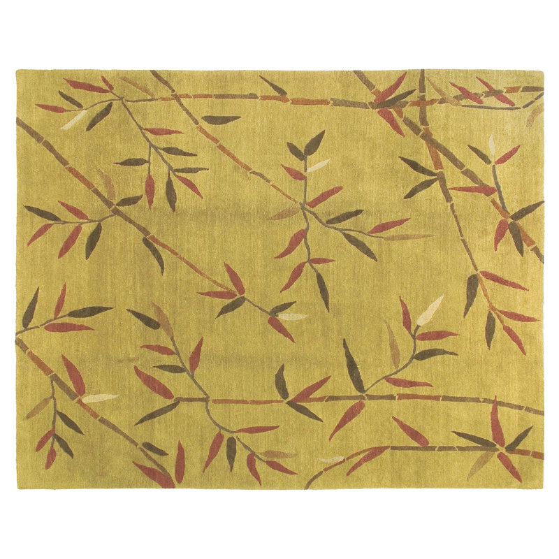 Kyoto Wool Floral Area Rug in Beige/Red, Rectangle 6' x 9'