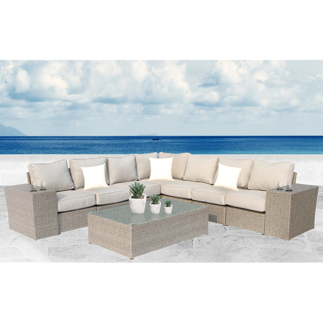 Winsford Fully Assembled 6 - Person Seating Group with Cushions | Assembled Wicker Sofa Rosecliff Heights