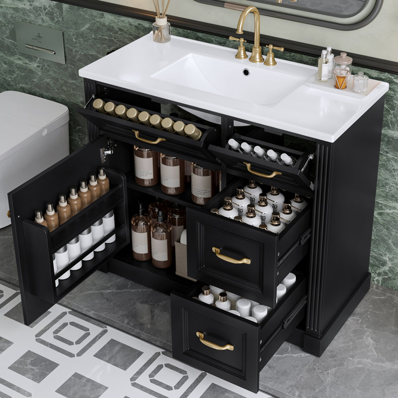 Meuble-lavabo 36 po avec lavabo, Noir