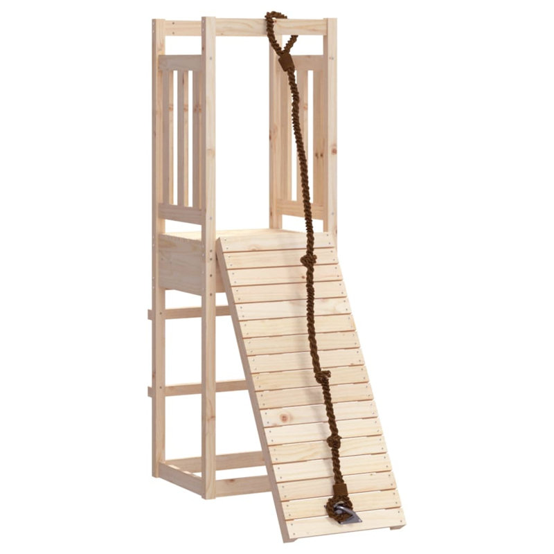Garnes Playhouse with Climbing Wall Solid Wood Pine, Brown