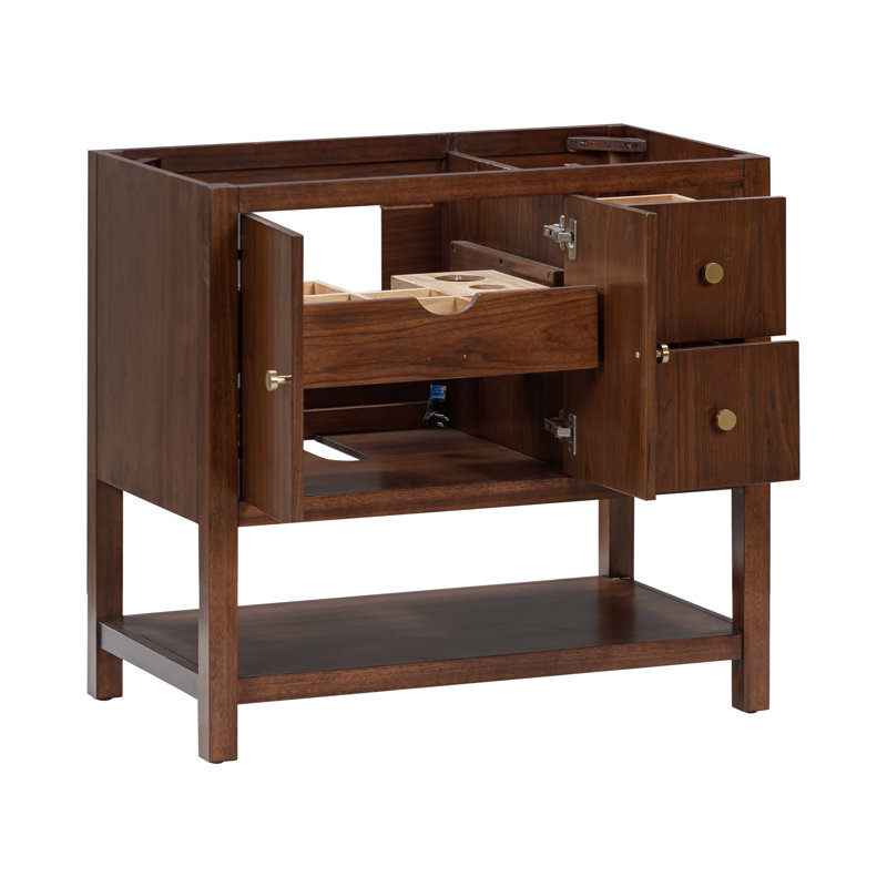 Zoe 36" Walnut Single Vanity with Matte Gold Hardware