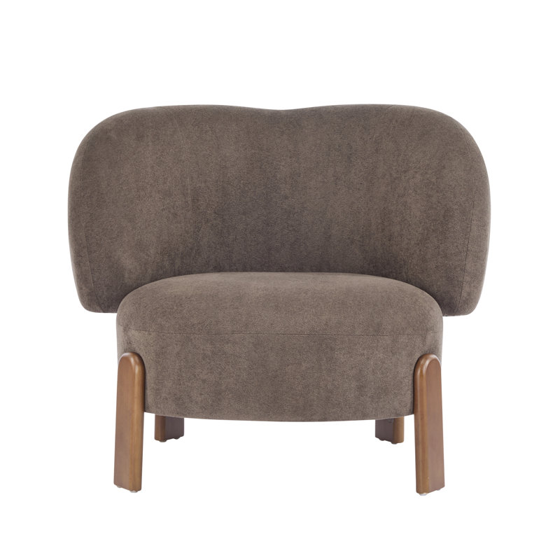 Harr Mid-Century Modern Wingback Upholstered Accent Chair, Dark Brown