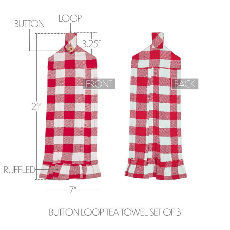 Serviette de cuisine à carreaux Annie Buffalo, Rouge / blanc
