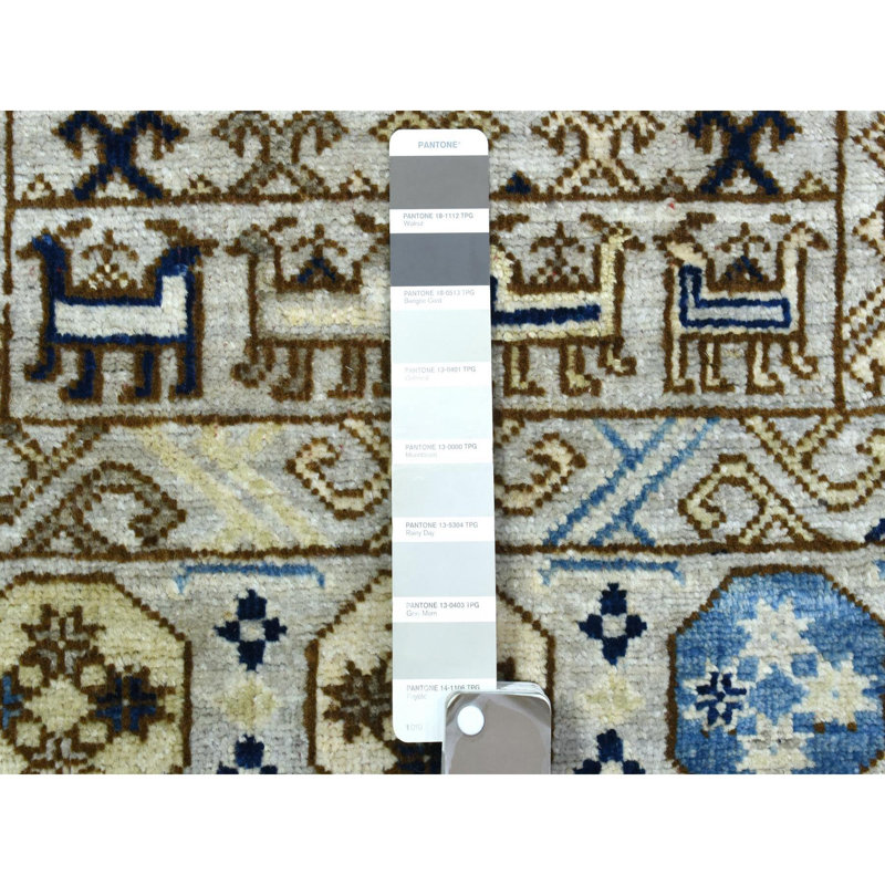 Tapis de couloir pur en laine noué à la main 2 pi 10 po x 8 pi 4 po gris clair Ersari F5975770322549F8A394D160DAC99921