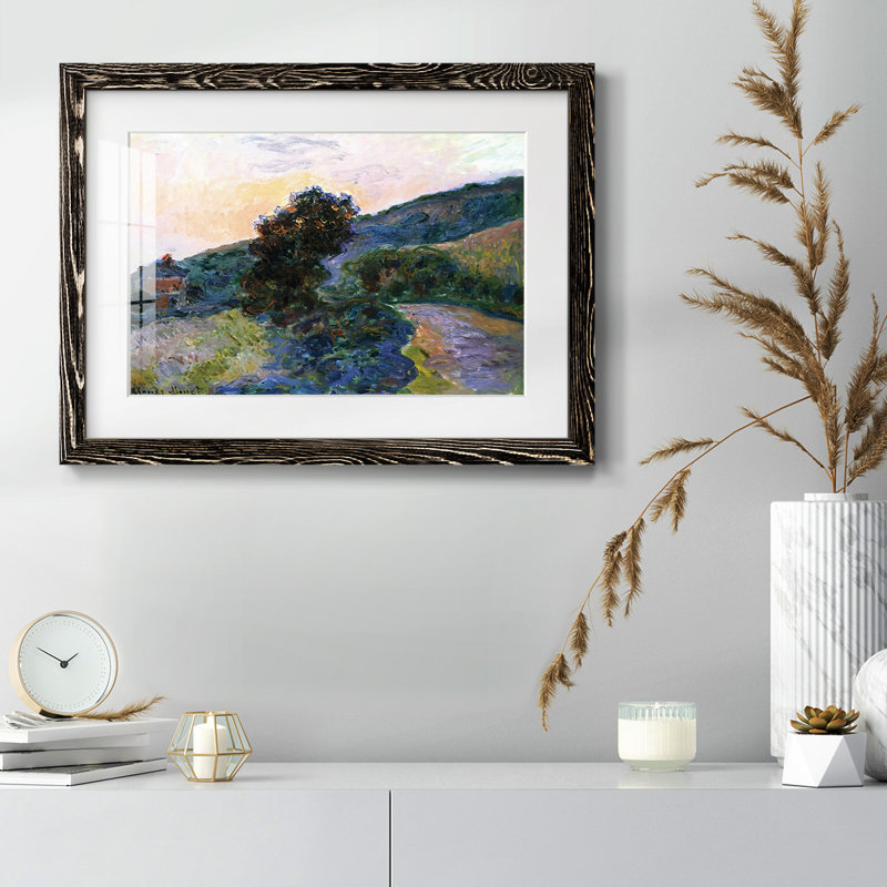 Sunset at Giverny, 1886, reproduction d'art sur papier, H 18 po x l 26 po x P 1,5 po, Noir