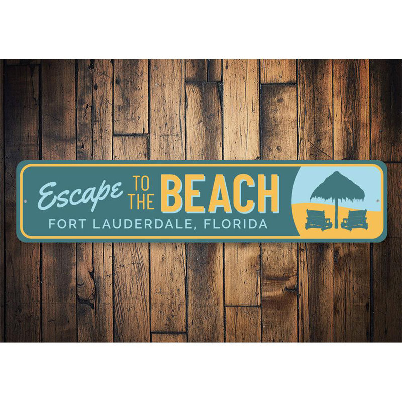 Panneau en aluminium Escape to the Beach, H 4 po x l 18 po x P 0,04 po