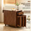 Fully Assembled Solid Wood Folding Dining Table With 4 Chairs, Walnut Finish, 2 Drawers And Casters-392044244