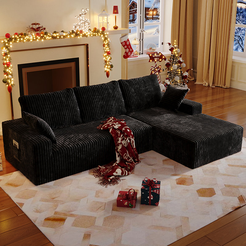 107" W Cloud Modular Sectional Couch With L-shape Chaise, No Assembly Required Modern Comfy Sofa With Deep Seat & Plush Fabric, Upholstered Couches For Living Room, Bedroom