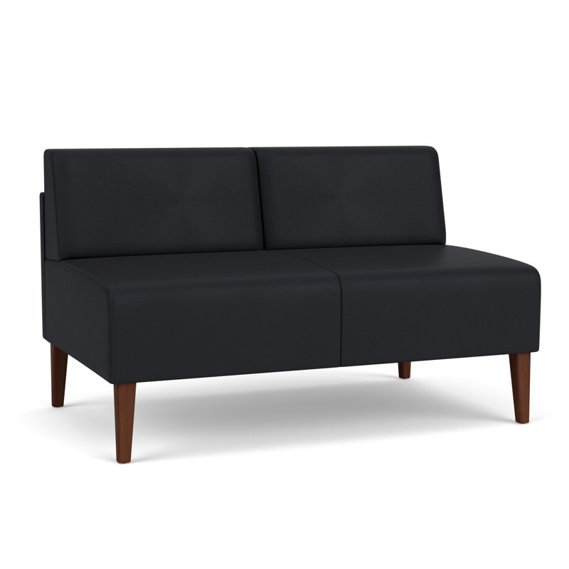 Causeuse sans accoudoirs Luxe Lounge, Noir Modena, Bois de noyer