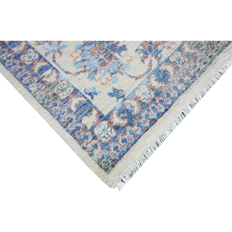 No Pattern And Not Solid Color Area Rug in Ivory/Light Blue/Rust, Rectangle 10' x 14'