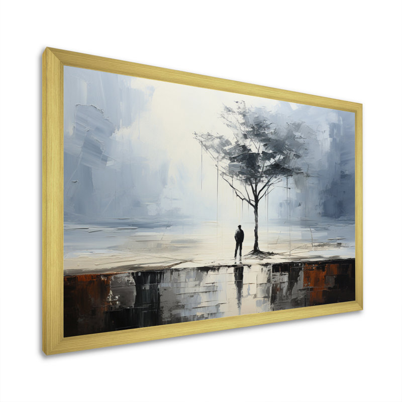 " Coastal Minimalism Solitude I ", Gold Picture Framed, 24" H x 32" W x 1" D