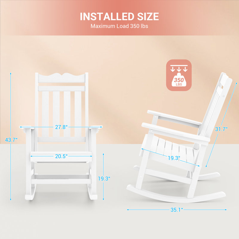Chaise Adirondack berçante en plastique Liebwin, Blanc