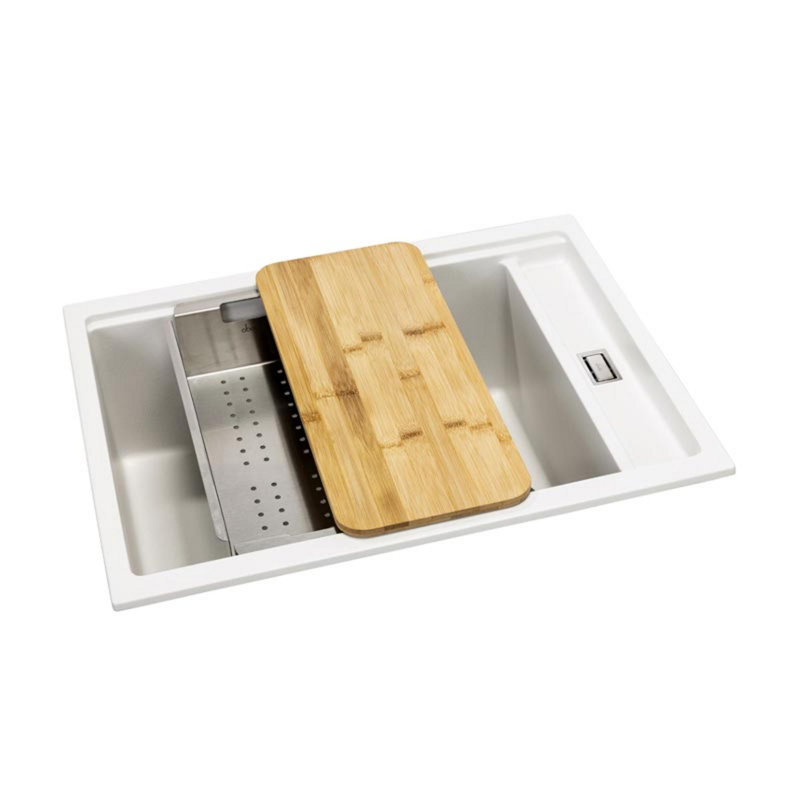 Abode Designs Synchronist 46mm W Single Bowl Composite Kitchen Sink, Matte White