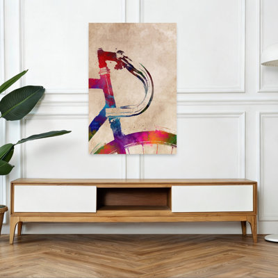 Vibrant, aquarelle, bicyclette, art mural contemporain