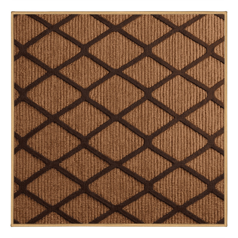 Machine Washable Trellis Brown Area Rug, Square 3'