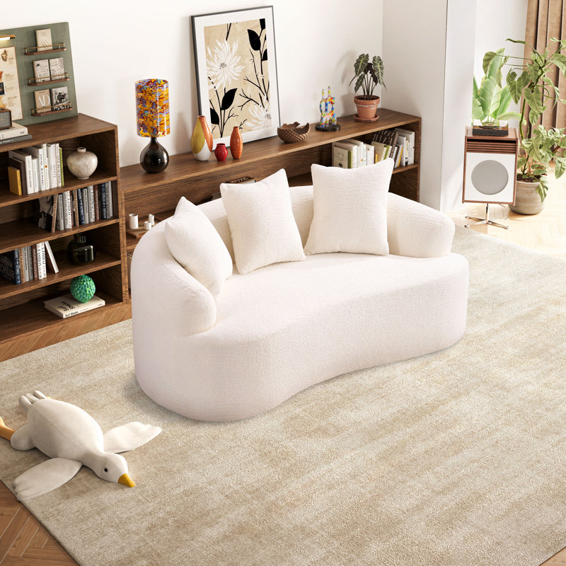 Boneless 65" Chenille Curved Sofa, Beige