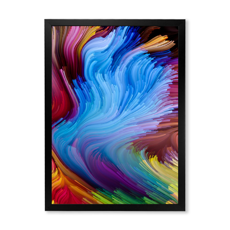 Élégance de liquide Art VI - reproduction d'art moderne sur toile, Cadre noir, H 20 po x l 12 po x P 1 po