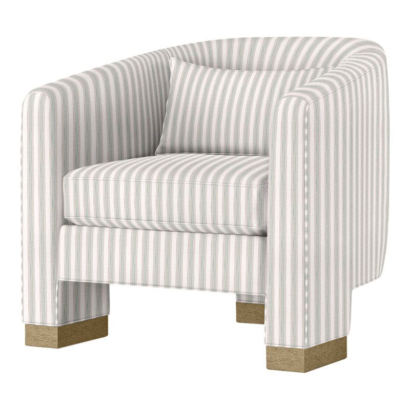 Fauteuil demi-tonneau Admiral, Perigold Piccadilly rayé frêne, Dune