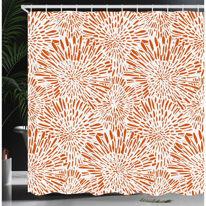 Ensemble de rideau de douche + crochets, Orange foncé, H 75 po x l 69 po