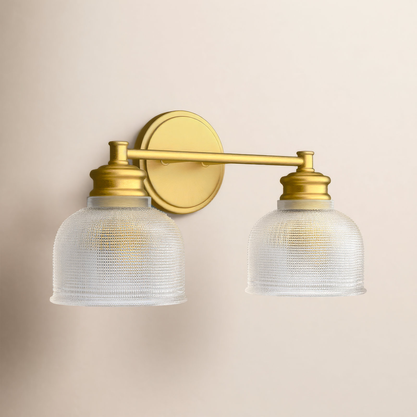 Besima 2 Light Ribbed Dimmable Vanity Light, Natural Brass