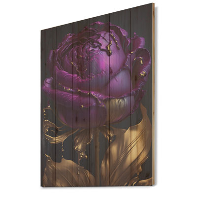 Adellyn Adellyn - pivoine mauve liquide or III - impression sans cadre sur bois