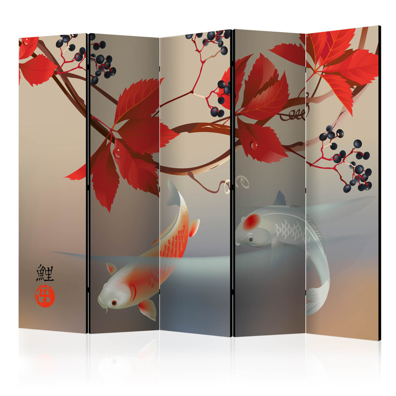 225cm W x 172cm H 5 - Panel Wood Folding Room Divider
