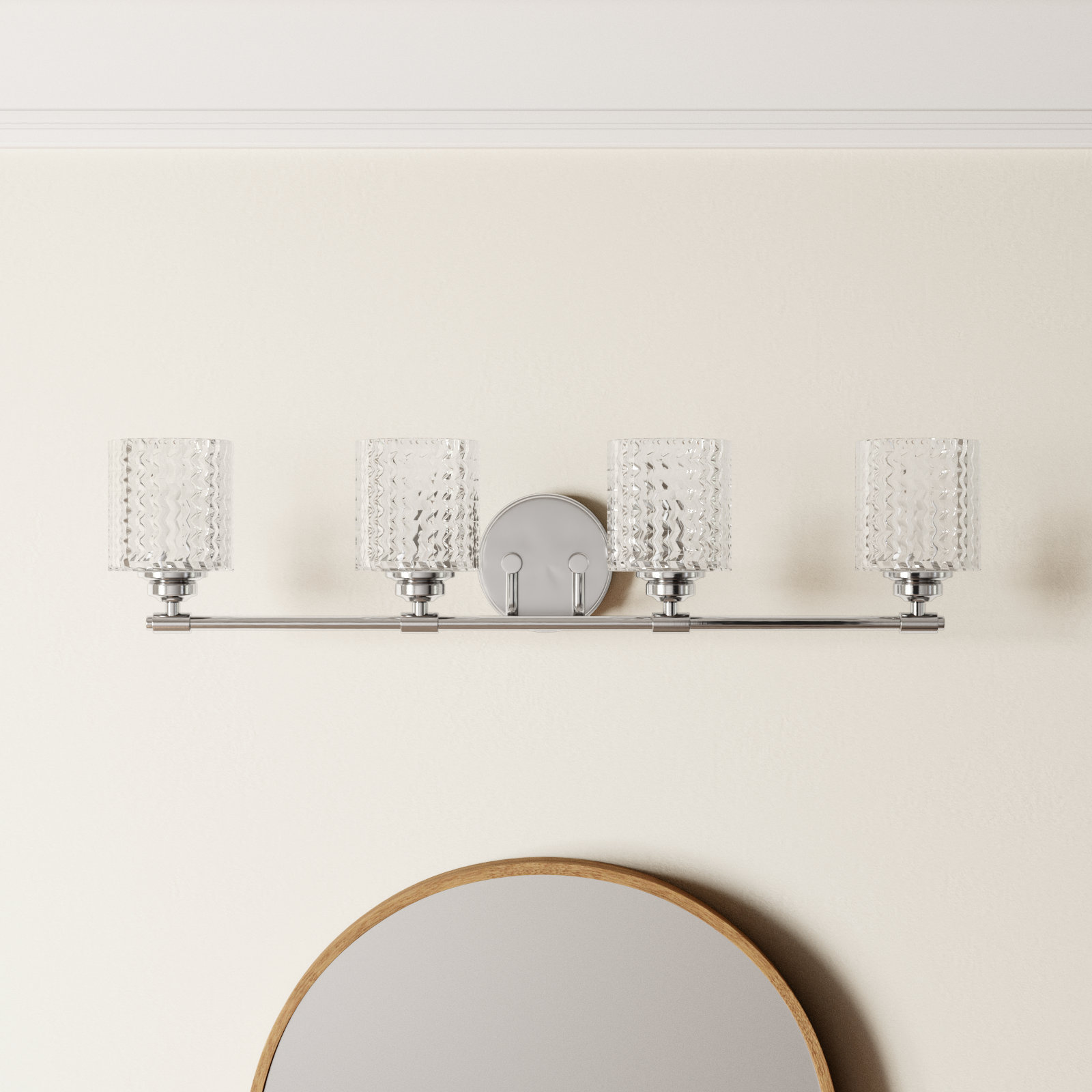 Adley 4 Light Frosted Dimmable Vanity Light, Chrome