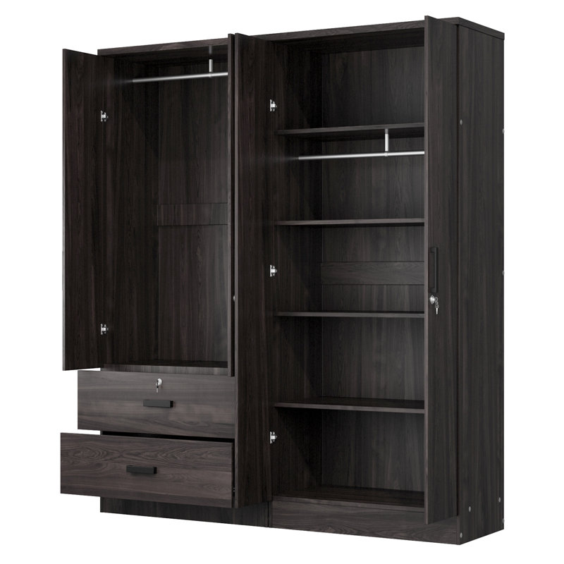 Armoire double avec 4 portes minces et 2 tiroirs! , Tabac