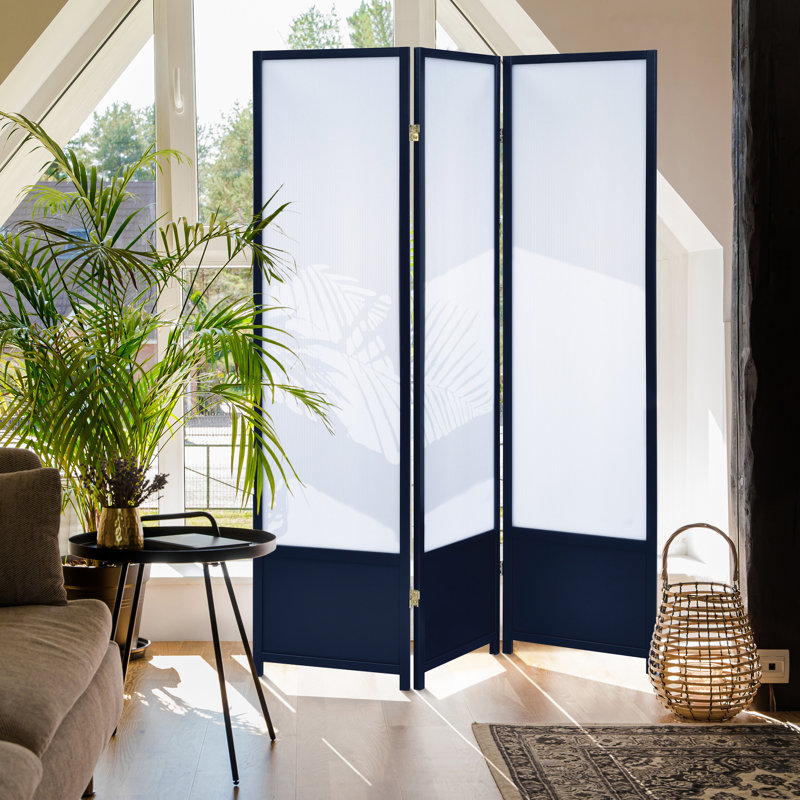 Northwood 51.6' W x 70.75' H 3 - Panel Folding Room Divider, Bleu
