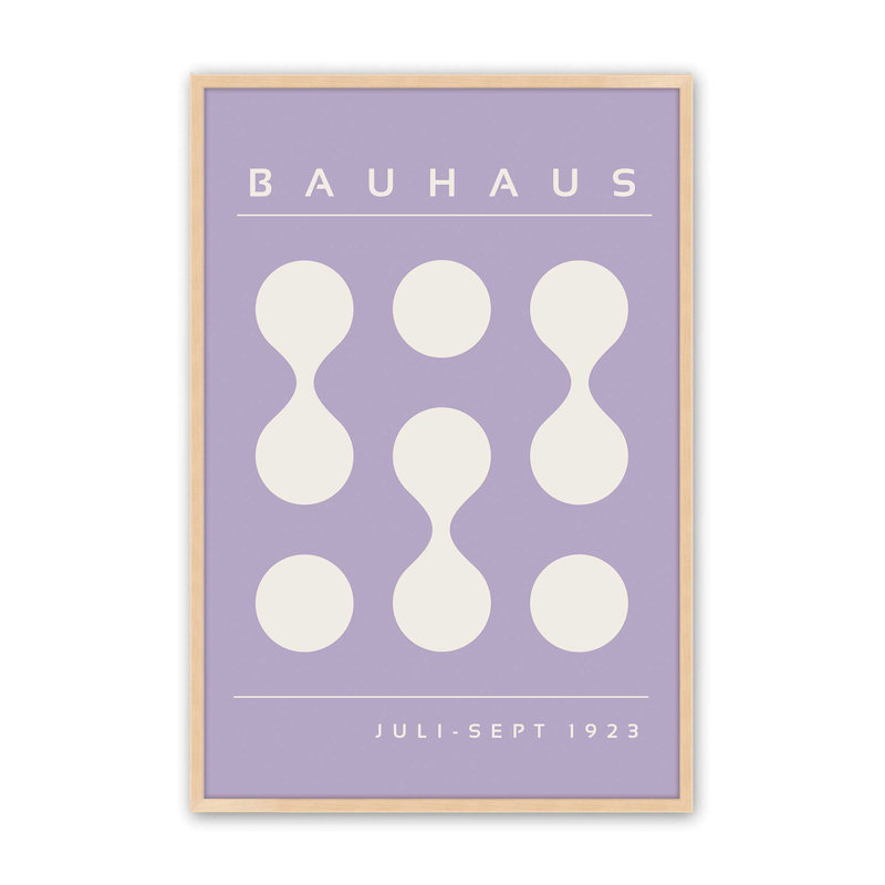 Mauve Bauhaus Flow II, H 25 po x l 19 po x P 1,25 po, Reproduction encadrée sans passe-partout, Érable brut
