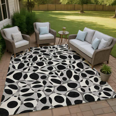 Machine Washable Indoor/Outdoor Chantille ACN2536 Abstract Rug