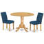 L'ensemble de 5 pièces pour 4 personnes comprend une table de salle à manger ronde avec Dropleaf et 4 chaises de salle à manger Parson en simili cuir rouge Firebrick, 42 x 42 pouces, acajou-194567317-242546788-242546784