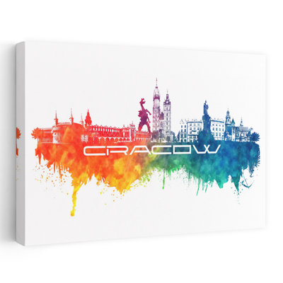 «Krakow Vibrant Skyline Colorful Modern Vibrant Architecture City Art mural»