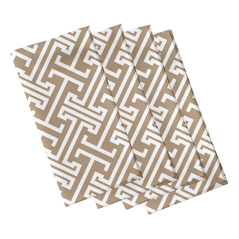 Larah Polyester Geometric Square Napkin, Brown