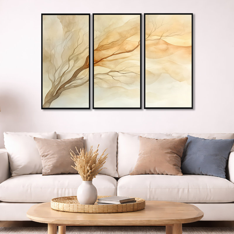 Silhouette de l'arbre, art mural Windy Tree, Cadre flottant noir, H 32 po x l 48 po