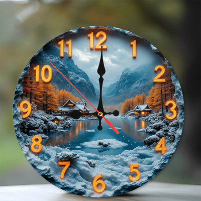 Horloge murale paysage d'hiver