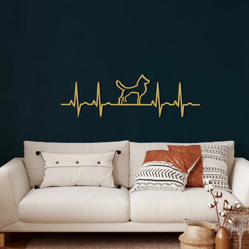 Tanmay Handmade Modern Wall Decor on Metal, Gold, 60cm H x 20cm W x 2 cm D