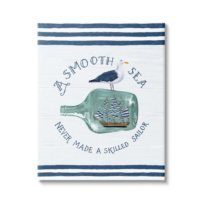«Ship In Bottle Seagull» par Raquel Maciel - reproduction sur toile flottante, L 36 po x H 48 po