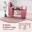 Table à ongles rose avec 2 tiroirs et ports USB, table de manucure en bois avec collecteur de poussière et tablettes de rangement ouvertes