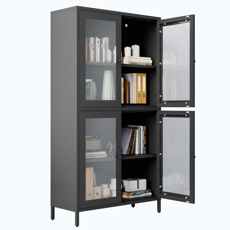 Armoire de rangement en verre à 4 portes