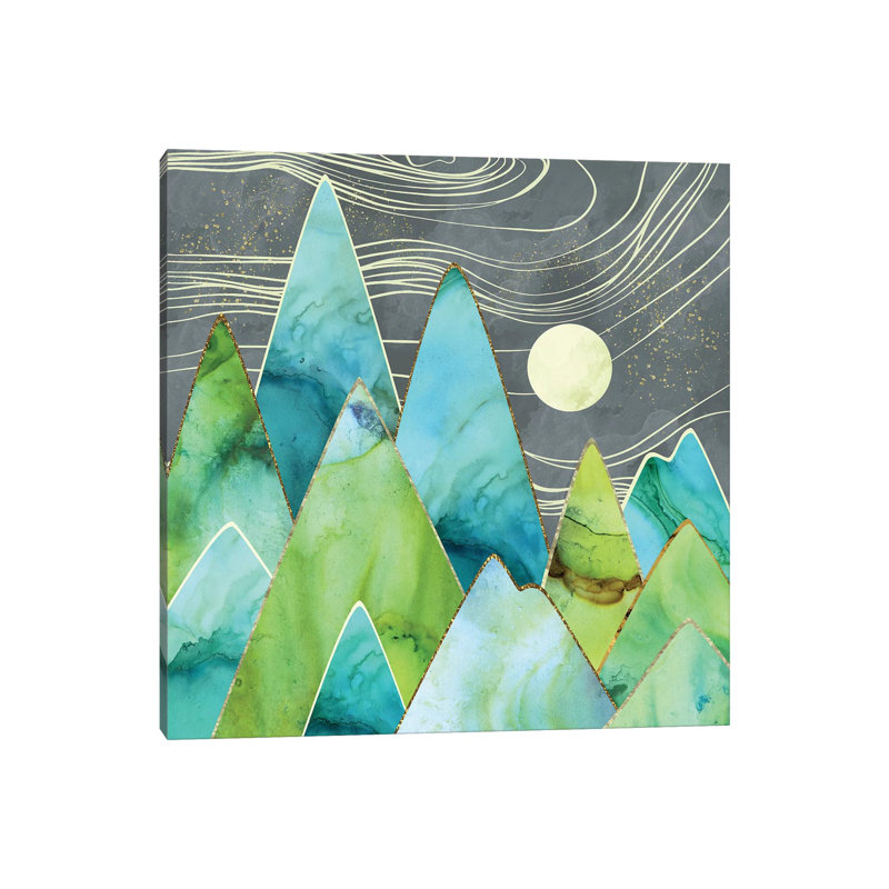 Moonlit Mountains - Print on Canvas, Wrapped Canvas, 45.72 cm H x 45.72 cm W x 1.91 cm D