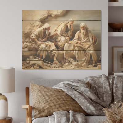 Apostles Alabaster Christianity Art I - Christianity Wood Wall Art On Natural Pine Wood