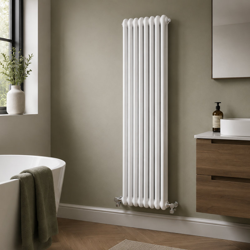 Purcell Vertical Vertical/Horizontal Designer Radiator, 150cm H x 38cm W x 10cm D, White