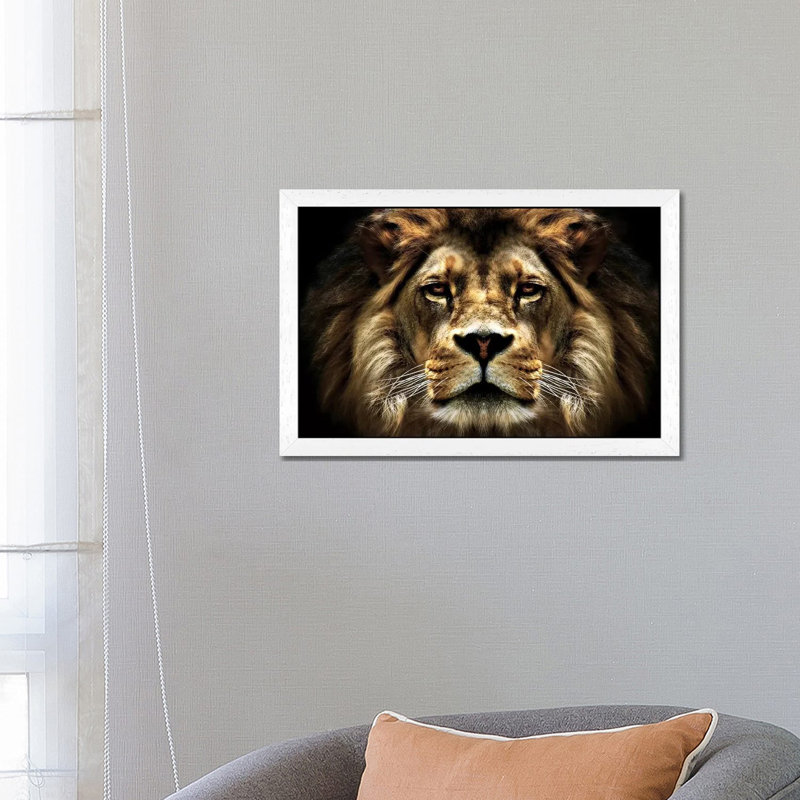 The Lion by SD Smart - Floater Frame Painting on Canvas, White Framed, 152.5 cm H x 101.5 cm W